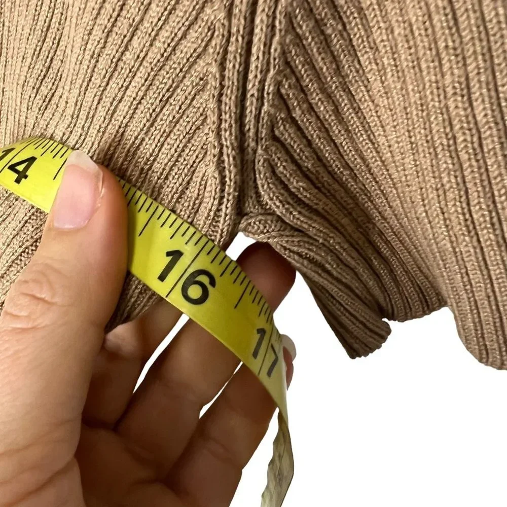 Vintage 90s Brown Ribbed Collared Short Waist Short Sleeve Top Small - Picture 5 of 5